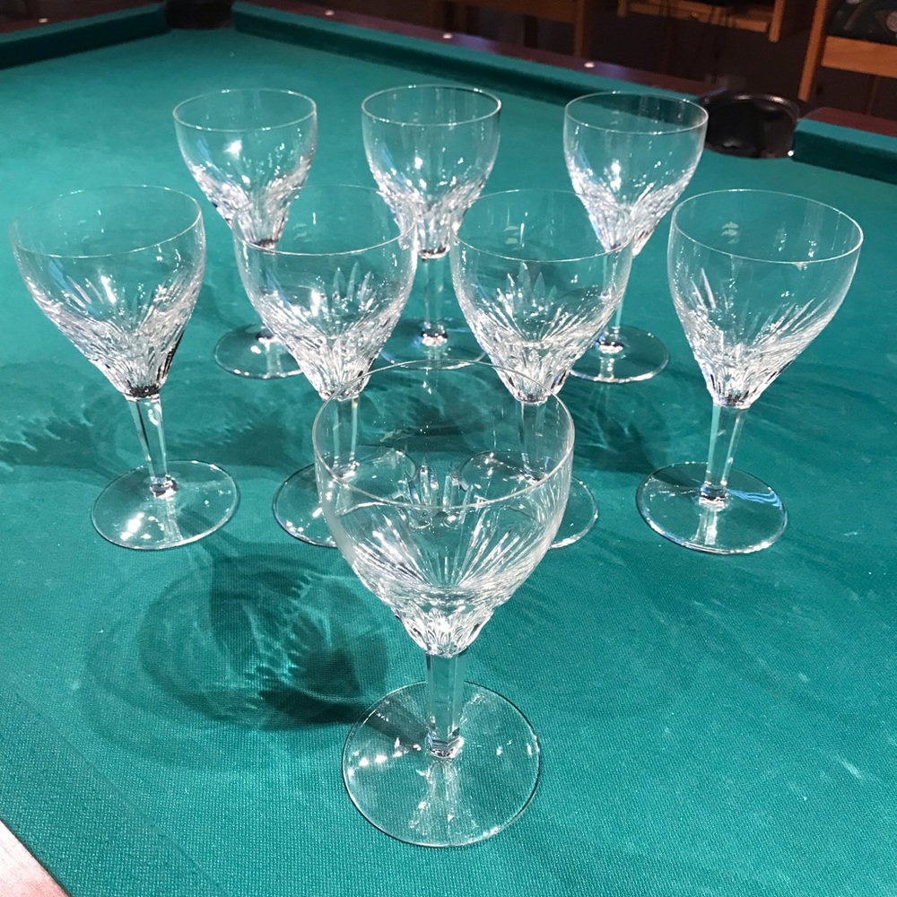 8pc MCM crystal glass cut drinking or wine glasses with wide brim